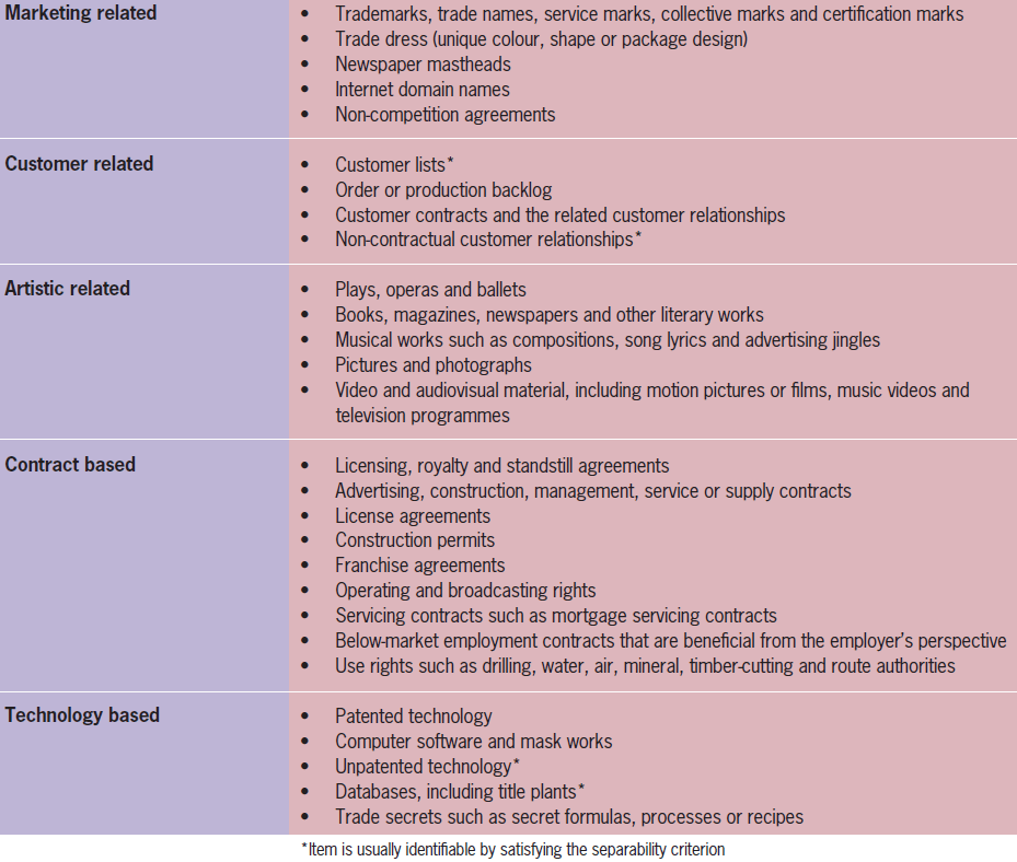 Complete detection of all IFRS 3 intangibles