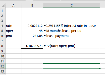 Case IFRS 16 Lease car contract