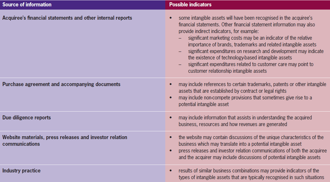 Complete detection of all IFRS 3 intangibles