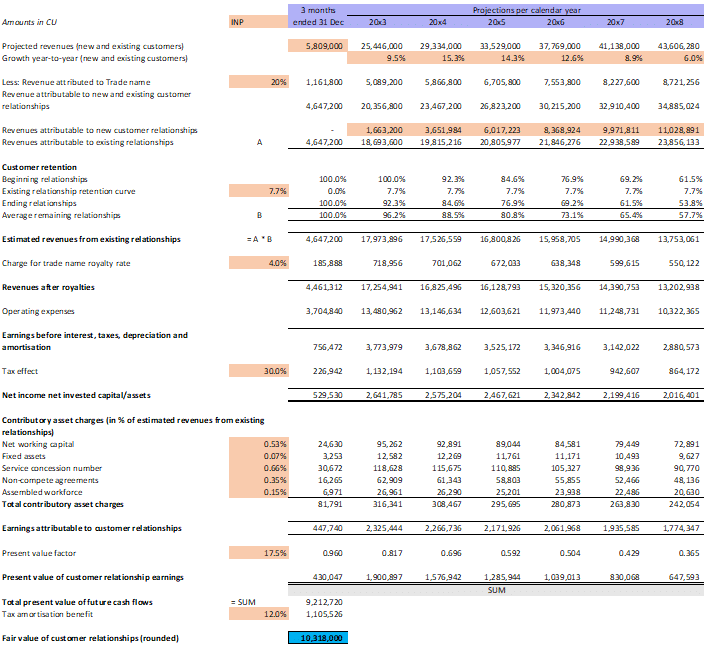 Case value intangibles in business combinations