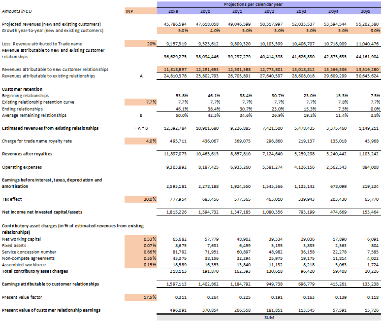 Case value intangibles in business combinations